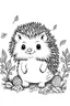 Placeholder: A cute little hedgehog coloring pages for kids, white background, full body, only use outline, no shadows, clear and well outlined