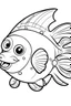 Placeholder: coloring page for kids, fish, cartoon style, thick outline, low details, no shading, no color