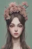 Placeholder: female wearing a crown of flowers, smooth big dreamy eyes, beautiful intricate colored hair, symmetrical, anime wide eyes, soft lighting, detailed face, by makoto shinkai, Stanley art germ lau, wallop, ross-draws, concept art, digital painting, looking into the camera