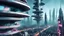 Placeholder: cities of the future cyberpunk in the monster stands on its hind legs