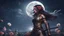 Placeholder: Woman Warrior, flower, night, moon