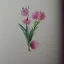 Placeholder: tiny watercolor of single long stem pressed flower, delicate arrangement, beautiful composition, etsy, aesthetic layout, white parchment