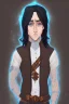 Placeholder: black hair freckles blue eyes young wizard beardsley