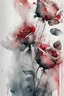 Placeholder: Abstract wet watercolour, grey red roses
