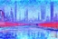 Placeholder: Science fiction city near frozen lake, impressionism painting