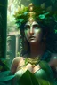 Placeholder: Ancient greek godess in lush greenery, jewels,wider view, 4k ,hd