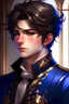 Placeholder: An extremely handsome prince, portrait, semi realism, anime male protagonist, book cover, looking cool and fierce, hair up, full view, royal attire