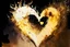 Placeholder: double exposure, merged layers, fireplace with dynamically blazing fire in coffee color, ink splatter art, watercolor and ink, golden glitters, double exposure heart and love