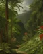 Placeholder: A dark brown rainforest with chili pepper trees painted by Lucas van Leyden
