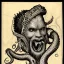 Placeholder: Vampire with yellow eyes with Cthulhu tentacle beard grey skin and vampire fangs and vampire bat nose as a Russian Orthodox