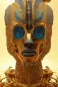 Placeholder: Anunnaki black male African Egyptian alien, cracks in the voodoo head, wicked, eyes, crown, Elephant, 8k, finely detailed, photo realistic, tiger turquoise skull head gold dragon space alien snow skeleton gold olmec silver crown silver eyes