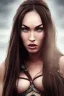 Placeholder: Megan Fox com rosto perfeito, roupa viking, rosto muito detalhado, rosto realista, perfil, realista, efeito partículas, névoa