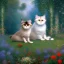 Placeholder: monet style, siamese cat, land