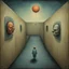 Placeholder: style by Pawel Kuczynski and Wotto and Victor Pasmore and Brom, surreal abstract horror art, paranoid deep-seated fear of tight spaces, midnight eulogies of claustrophobic anthropomorphical weirds, weirdcore, unsettling, asymmetric diagonal composition, bright colors, sinister abstractions, surreal masterpiece, creepy, never before seen art of beyond, watercolor and ink, pointillism inkwash effect, too many legs, no eyes