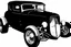 Placeholder: black 1932 ford hotrod, black line drawing on white, vector