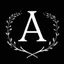 Placeholder: 2 branches(crossed at bottom, arching wreaths), Letter A in Middle, delicate linework, sharp image, white vector on black background