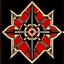 Placeholder: Make a medieval symbol for a samurai knight, it must be dark red and symmetrical.