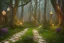 Placeholder:  stone path lanterns forest