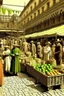 Placeholder: 1890s new york city market people socialicing in the sun earthy colors digital art