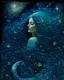 Placeholder: figure of a beautiful mermaid in a sea of ​​stars written in the style of Expressionism