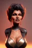 Placeholder: Pam Grier as evil queen in black leather, leather, busty, cleavage, angry, stern look. character design by cory loftis, fenghua zhong, ryohei hase, ismail inceoglu and ruan jia. unreal engine 5, artistic lighting, highly detailed, photorealistic, fantasy