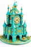 Placeholder: A light cyan clockwork castle designed in German folk art painted by Vincent van Gogh