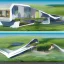 Placeholder: Futuristic house section, section drawing, collage landscape