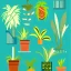 Placeholder: city, tropical, latino, plants, flat design, cover style, 2 colors, graphic illustration