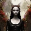 Placeholder: woolitize, Wednesday Addams, rusty metal, feathers, Dryad, fae, sidhe, ominous, nature, plants, wildflower, facepaint, dnd character portrait, intricate, oil on canvas, masterpiece, expert, insanely detailed, 4k resolution, retroanime style, cute big circular reflective eyes, Pixar render, unreal engine cinematic smooth, intricate detail , soft smooth lighting, soft pastel colors