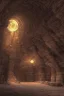 Placeholder: abstract, Moon in a dwarven mine underground, dungeon