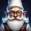 Placeholder: Generate a dungeons and dragons character portrait of the face of a male handsome gnome blessed by the goddess . He has very long white beard and hair and he wears glasses. He's 70 years old. he has a comical aura and wears a bakers chef hat