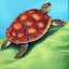 Placeholder: Oil painting style turtle and apple