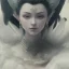 Placeholder: smooth hyper realistic, beautiful Japanese goddess, pale colors, dark cosmos background, cat еye, extremely sharp detail, finely tuned detail, ultra high definition, 8 k, unreal engine 5, ultra sharp focus, accurate sword wings, positive smile, lot of details, fit within portrait, Ambiance winter, perfect composition, perfect hair, perfect hands, finger up gestures