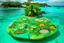 Placeholder: A mint colored island with fruit designed in native American petroglyphs painted by Paul Gauguin