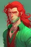 Placeholder: red and green haired nereid male dnd