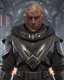 Placeholder: star wars bald male corellian jedi wearing gunmetal grey and black old republic armored flightsuit with gold and metallic red trim inside the jedi temple, centered head and shoulders portrait, hyperdetailed, dynamic lighting, hyperdetailed background, 8k resolution, volumetric lighting, light skin, fully symmetric details