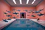 Placeholder: Swimming at night in a pool with incandescent sharks by artist "Sandy Skoglund",by artist "Hundertwassr",by artist "Victor Enrich"