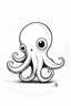 Placeholder: simple outlines art, bold outlines, clean and clear outlines, no tones color, no color, no detailed art, art full view, full body, wide angle, white background, a cute octopus