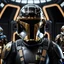 Placeholder: star wars bald male corellian pilot wearing dark gunmetal grey and black First Order special forces TIE pilot armored flightsuit and helmet with gold trim inside the jedi temple, centered head and shoulders portrait, hyperdetailed, dynamic lighting, hyperdetailed background, 8k resolution, volumetric lighting, light skin, fully symmetric details