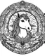 Placeholder: unicorn in mandala style coloring page white background, black and white onlyb outline