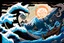 Placeholder: digital painting of the odyssey quest with the mythos cyclops by homer, in the style of hokusai
