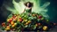 Placeholder: Dramatic dynamic photography portrait of a fruit woman in a salad dress, photograph inspired by Igor Morsky in the style of Sophie Delaporte, beautiful fairy model, textured, volumetric lighting, bright colors, exciting