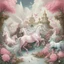 Placeholder: A light pink magical realm filled with winged unicorns painted by Giovanni Battista Sassi