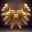 Placeholder: golden robot electric heart with tree wings