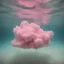 Placeholder: Pink cloud underwater in the 1970s, analog photography with white, damaged