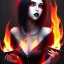 Placeholder: black hair lady vampire short top with fire