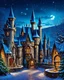 Placeholder: Enchanting Winter Night at Hogwarts Castle Disney. Art by Nicky Boehme