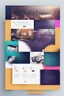 Placeholder: modern marketing agency landing page with navigation, photos and text on paper, colorful, many details, dark ambience, 8k