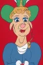 Placeholder: Portrait lady, full body shot, full-color medium shot style of Rudolph the red nosed reindeer tv special