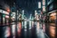 Placeholder: hyperrealistic photograph of an empty street in Tokio at night while it's raining